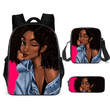 

Afro Girl Magic Book Bag Black African American Women School Bag Sets for Kids Elementary Children Bookbags 3pcs/set