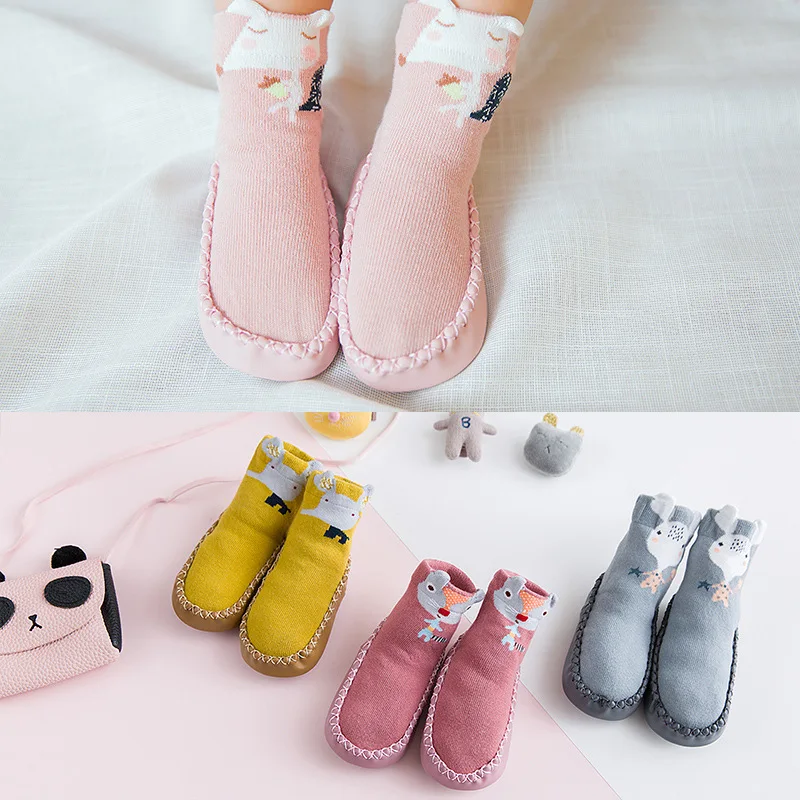 

2018 Spring New Style Children Floor Socks Ka AI Animal Jacquard Infants Baby Glue Point Thick Bottomed Learner Socks