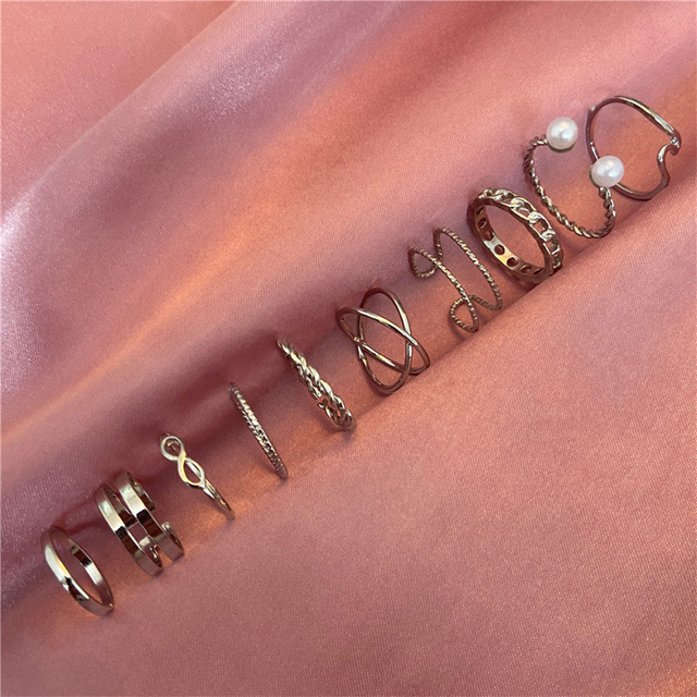 Personalized Finger Heart Ring Set for Women Gold Color 3PCS 2021 New Trendy Gift for Women Fashionable