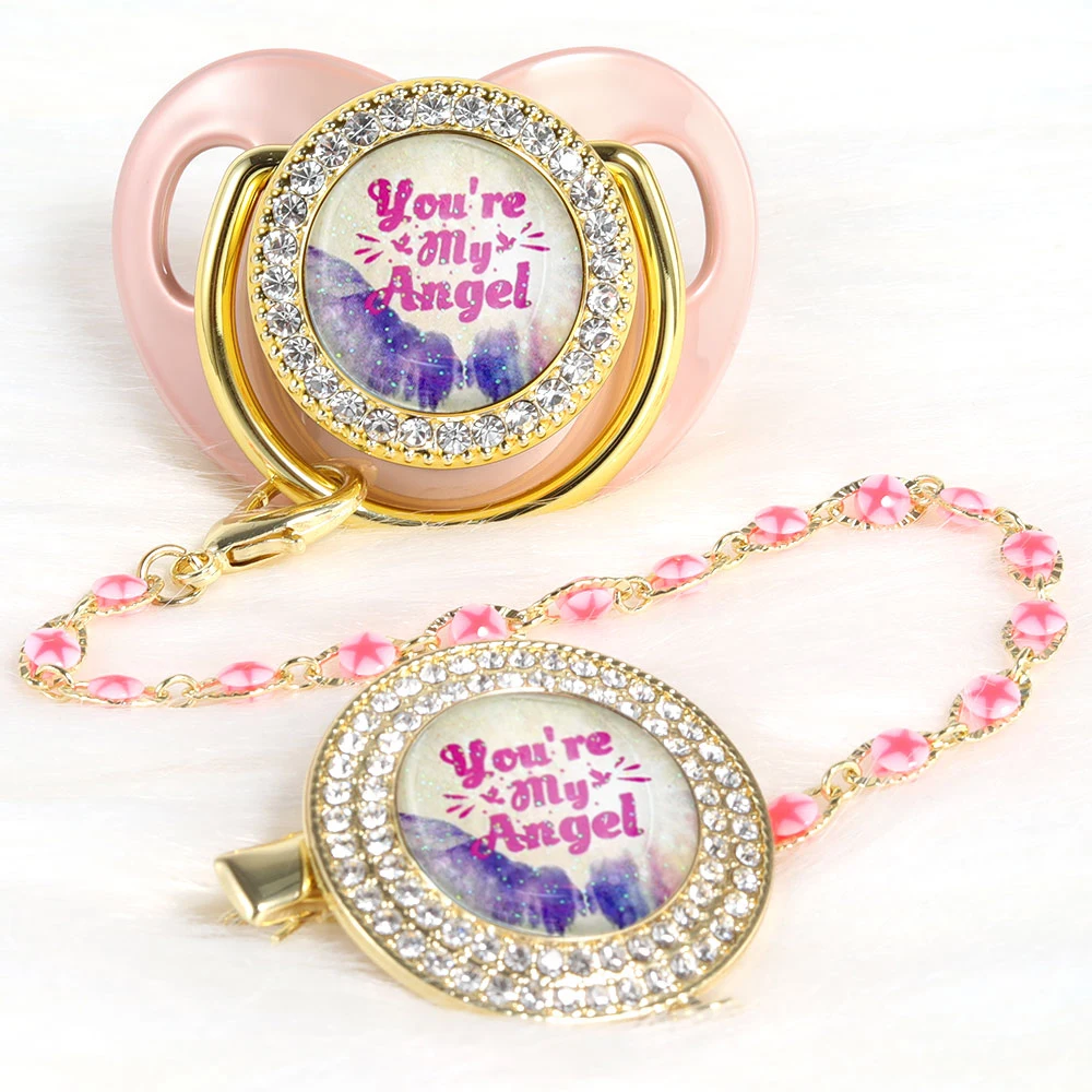 Silicone Gold Pacifier Angel Newborn Baby Bling Clips For Adults Age Regression Shower Chupetes | Мать и ребенок