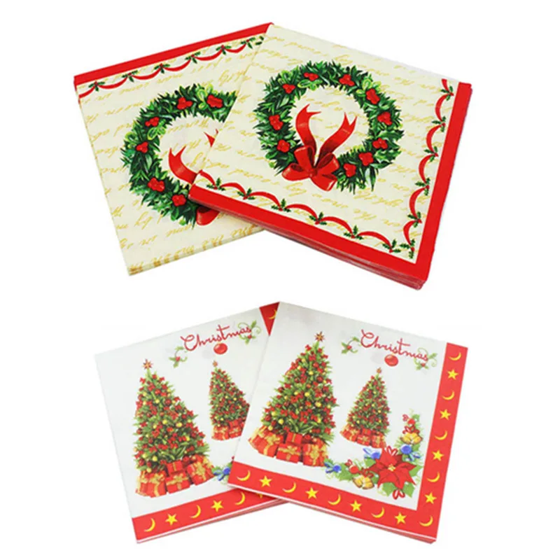 

20PCS/set Napkins Disposable Garland Printed Graphic Tissues Serviettes Hand Paper For Christmas Baby Shower Birthday Decor