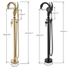 Golden Swan Freestanding Bathtub Faucet Tub Floor Mount Bathroom Faucets Brass Single Handle with Hand Shower High Flow Ration 2