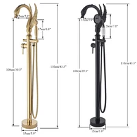 Golden Swan Freestanding Bathtub Faucet Tub Floor Mount Bathroom Faucets Brass Single Handle with Hand Shower High Flow Ration 2