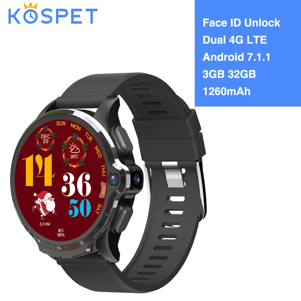 Смарт часы KOSPET Prime 4G Android 1260 3 + 32 ГБ 1 6 мА · ч|Смарт-часы| |