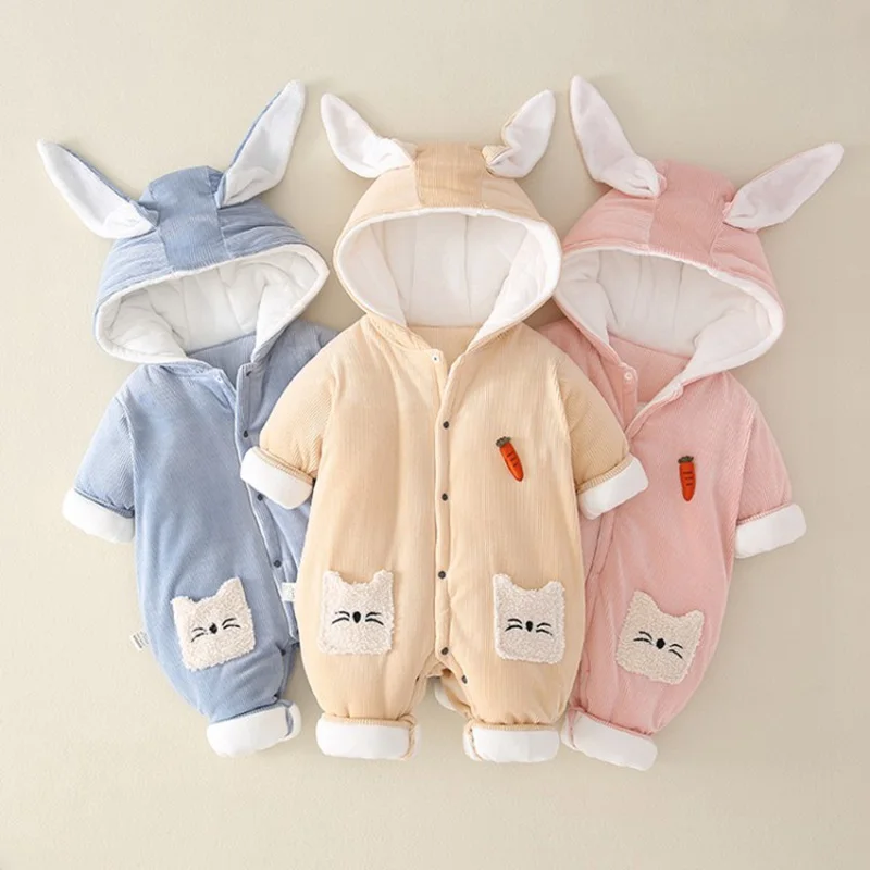 COOTELILI Panda  Infant Clothing Winter Baby Girls Clothes  Boys Rompers Warm New Born Baby Clothes Snow Jumpsuit Baby Coat (4)