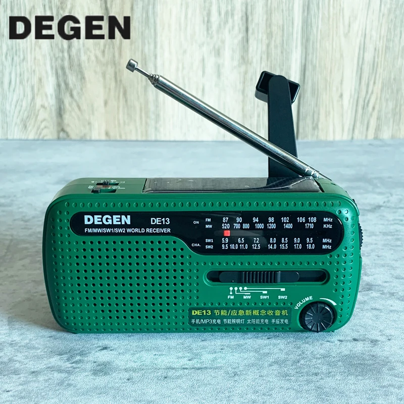 Горячая Распродажа бренд Degen FM радиоприемник DE13 MW SW динамо Солнечный Аварийный