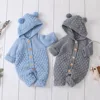 Autumn Winter Newborn Baby Boys Girls Bear Ear Knit Romper Hooded Sweater Jumpsuit Outfit ► Photo 3/5