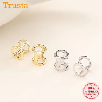 

TrustDavis Real 925 Sterling Silver Sweet Double Circle Chic Punk Hoop Earrings For Women Party Fashion Fine S925 Jewelry DA1779