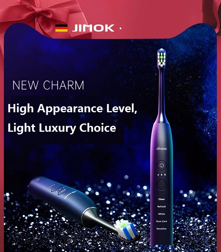 Электрическая зубная щетка JIMOK K2, Мощная Ультразвуковая электрическая щетка для взрослых с зарядкой от USB, отбеливание, медицинская технология, K2