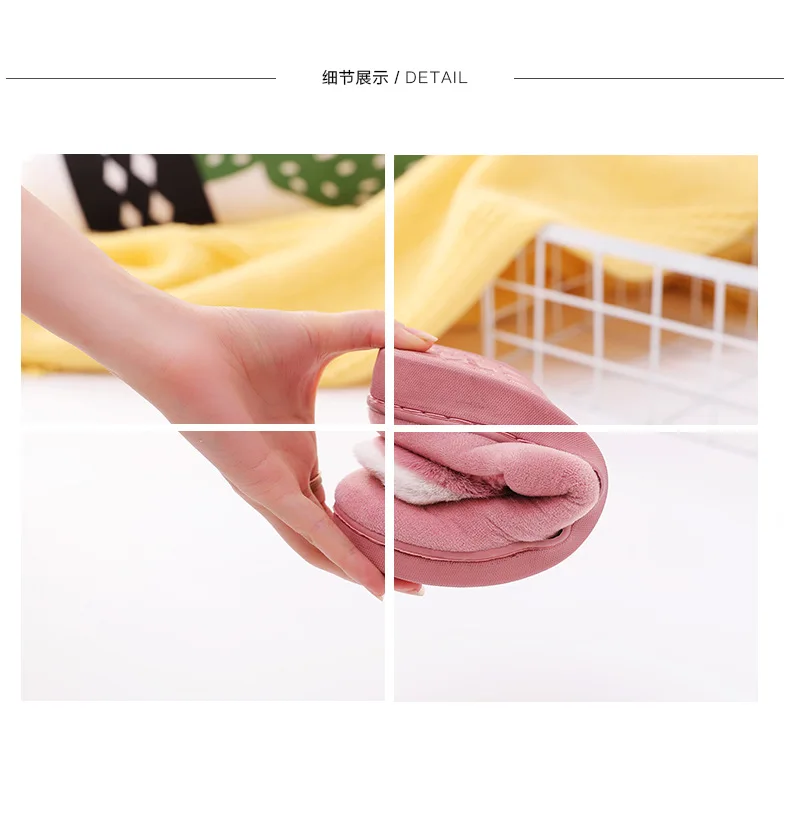 Cute Bunny Rabbit Ears Baby Home Shoes Winter Warm Plush Children Slippers Boys Girls Cartoon Non-slip Indoor Cotton Flip Flops