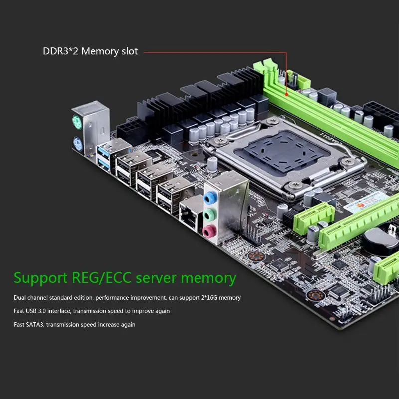 X79 Motherboard LGA2011 USB3.0 SATA3.0 2xDDR3 Support REG ECC Memory and Xeon E5 Processor Mainboard