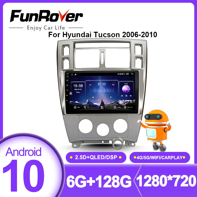 Funrover 2.5D IPS для Hyundai Tucson 2006-2014 2 din android 10 0 автомобильный Радио мультимедийный плеер