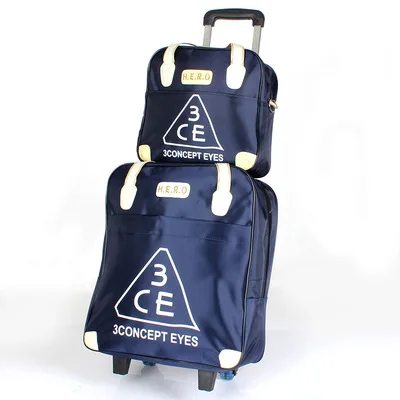2 шт./компл. сумка на колесах для путешествий Для женщин Дорожные сумки из натуральной кожи колес тележки сумки большой емкости посадочная Сумка путешествия Чемодан чемодан сумка - Цвет: G