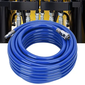 

15M Pneumatic Air Hose Blue Flexible Pneumatic PVC Hose with Quick Connector for Air Compressor