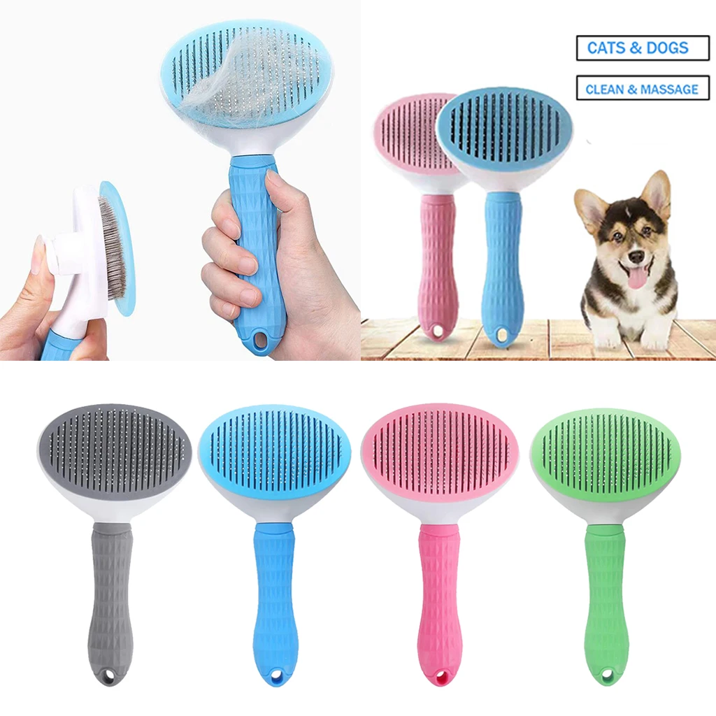 Dog Neat Slicker Grooming Brush Professional Self Cleaning Button Strong Blue