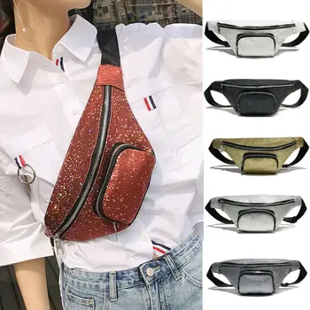 

Women Travel Waist Fanny Pack Money Belt Wallet Glitter Multicolor Bum Bag Pouch