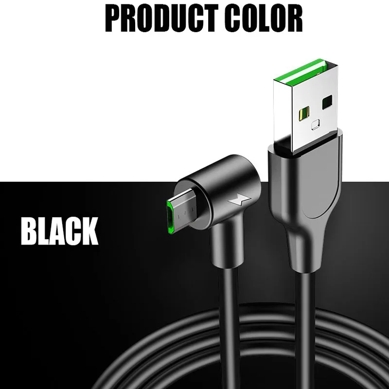 1 м 1,5 м 2 м USB данных зарядное устройство быстрой локтевой кабель для микро происхождения длинный шнур зарядки - Цвет: Black