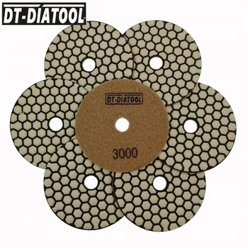

DT-DIATOOL 7pcs Dia 4 inch/100mm Resin Bond Diamond Dry Polishing Pads Grit #3000 Sanding Disc For Granite Marble Stone