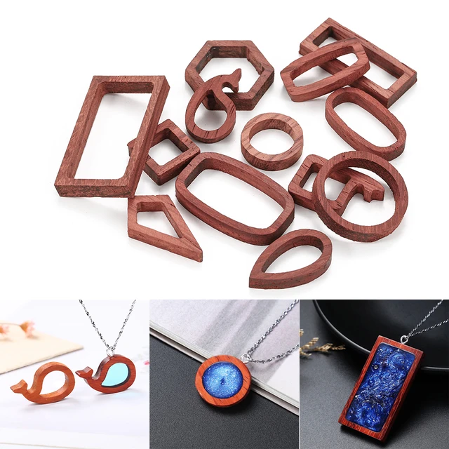  ADOCARN 9 Pcs Lace Base DIY Jewelry Wooden Pendant