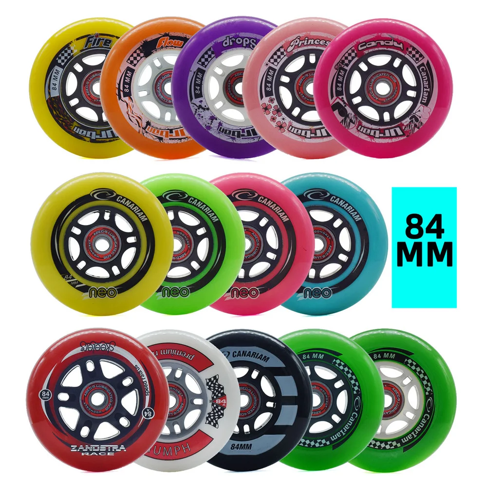 

84mm 8 Pieces inline speed skate wheels green 83A other color 84A tires free skating roller for racing patines