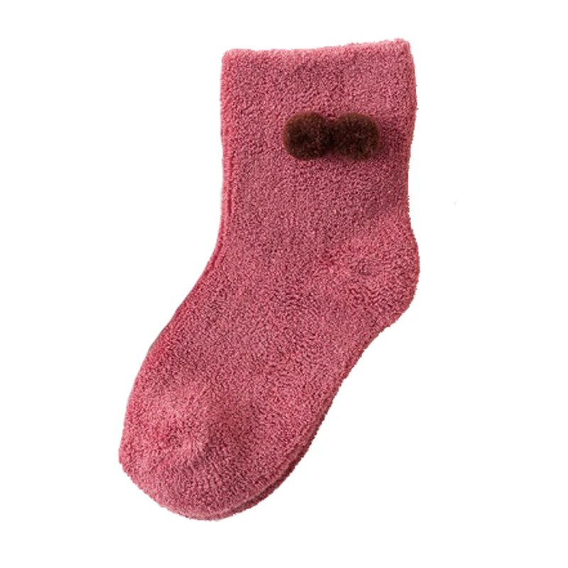 Caramella/2 пары, зимние толстые детские носки для младенцев забавная Милая щетка для животных, детские носки Kawaii/короткие Чулочные изделия с мультяшным кроликом для мальчиков и девочек - Цвет: maroon-1pair
