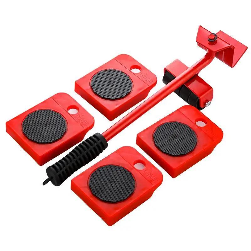 

5Pcs/Set Furniture Moving Transport Set 4 Mover Roller+1 Wheel Bar Furniture Transport Lifter Household Hand Tool Set