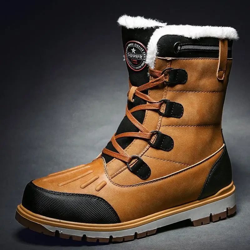 Зимние ботинки на меху для мужчин, кроссовки, мужская обувь, повседневные качественные водонепроницаемые теплые ботинки до лодыжки-30 градусов Цельсия