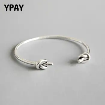 

YPAY 100% Genuine 925 Sterling Silver Bangle for Women Fine Jewelry Double Knot Bracelets & Bangles Gifts Drop Shipping YMB104