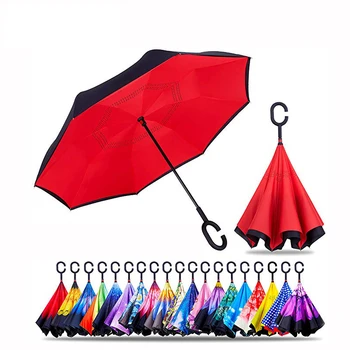 

Reverse umbrella double layer non holding umbrellas long handle to increase the rain and shine dual purpose vehicle umbrella