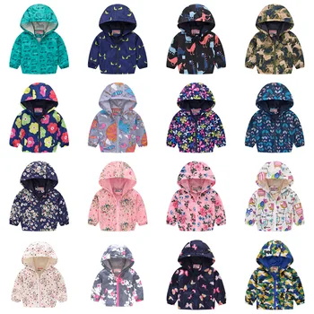 

New children jacket 2020 spring summer boys girls cartoon hooded zip rainproof coat infants 2-7 years tops costume kids clothes