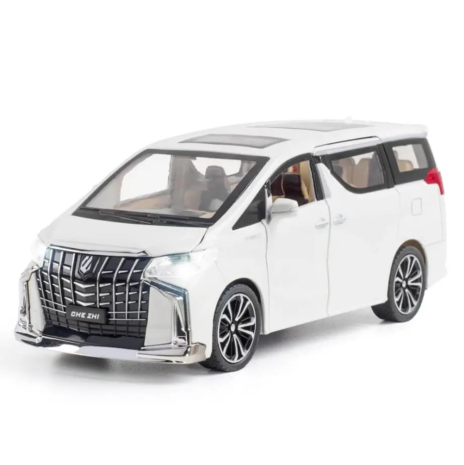 

Hot Scale 1:24 Diecast Car Japan Mpv Alphard Metal Model With Light And Sound Pull Back Vehicle Alloy Toy Collection For Gifts