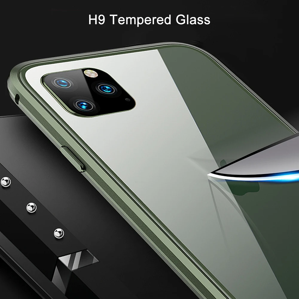 Iphone11 11 pro Чехол двухсторонний стеклянный металлический чехол для телефона для Iphone11 pro max чехол 360 Полный металлический стеклянный чехол для телефона