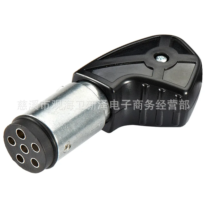 

Cross Border US Standard American-Style Trailer Caravan Power Supply 6-Hole Plug 6-Pin Trailer round Bolt Six-cell Metal Plug