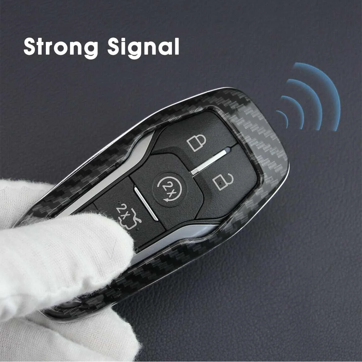 Carbon Fiber Hard Remote Key Cover Case For Ford F150 for Lincoln Accessories Chain Case Holder