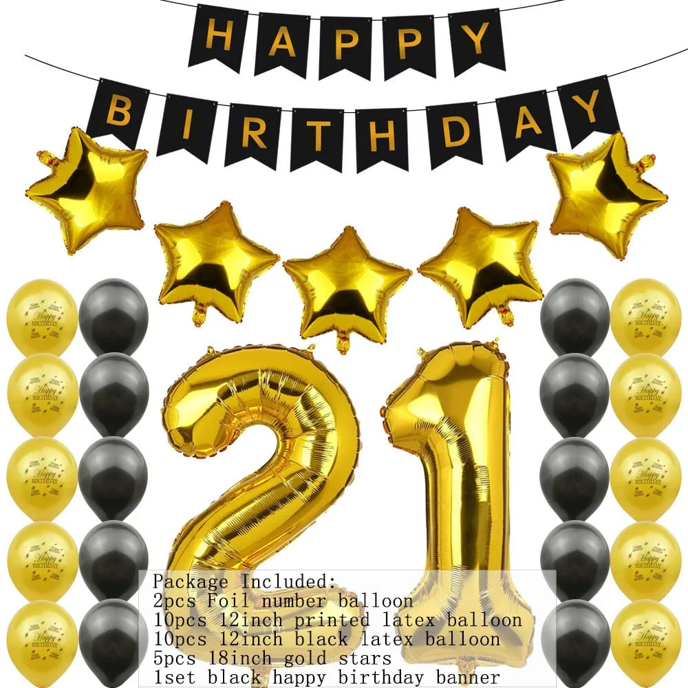 Amawill 70th день рождения комплект украшений для вечеринки с днем рождения баннер золотой черный шар идеальный 70 лет вечерние принадлежности 75D - Цвет: 21st