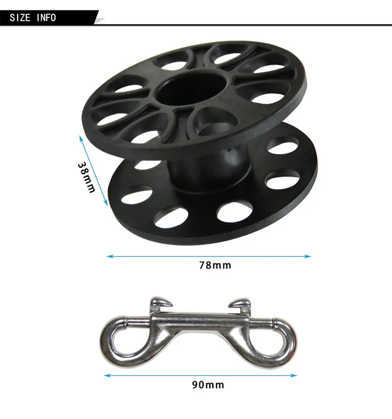 30M Tauchen POM Kunststoff Spool Finger Reel mit Edelstahl Doppelseitige Haken SMB Ausrüstung Cave Dive – Detail 2