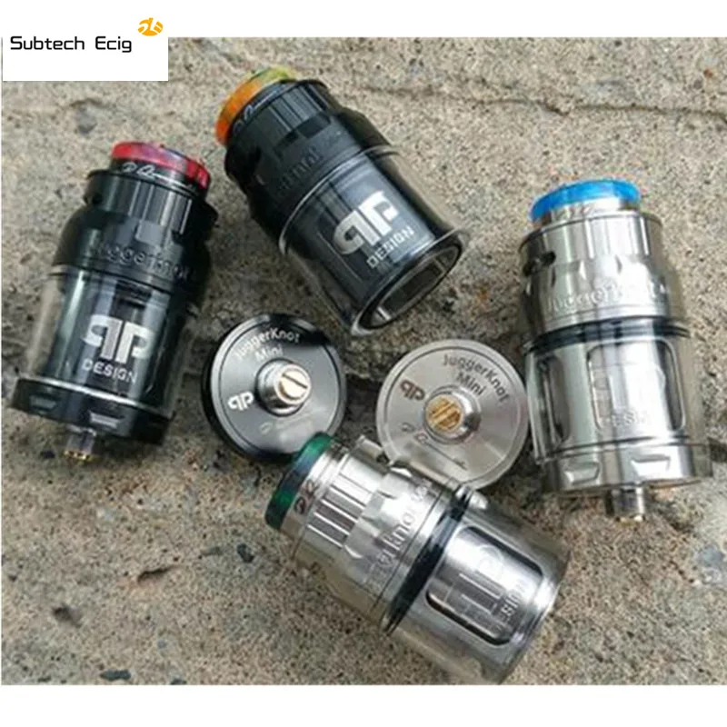 New arrival QP Juggerknot mini RTA Replaceable Tank Atomizers Top Airflow Signature resin 810 drip tip 4.5ml capacity Vape tank