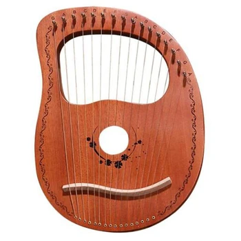 

Hot HG-Lyre Harp 16 String Harp Portable Small Harp with Durable String Musical Instrument Stable Sound Harp, Wood Color
