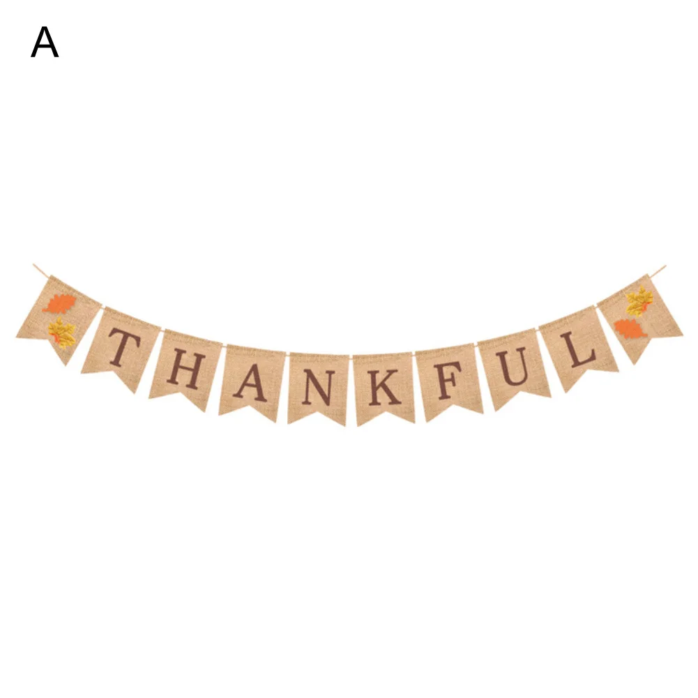 Thanksgiving Day Thankful Maple Bunting Banner Home Party Festival Hanging Decor