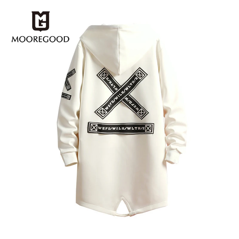 Mooregwood/Новинка; модные повседневные куртки с капюшоном; Мужская Уличная одежда в стиле хип-хоп; длинный плащ; Мужская ветровка высокого качества; casacas hombre