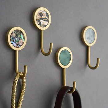 Nordic Wall Decoration Hook Round Hook Brass Key Hook Metal Gold Hook Clothes Hanger Wall Hooks In The Bathroom Marble Pattern tanie i dobre opinie CN (pochodzenie)