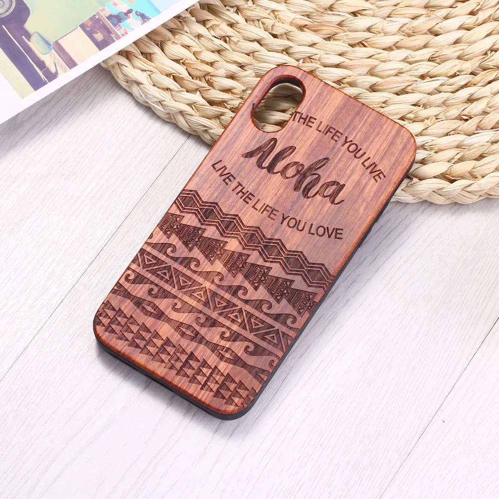 Для iPhone 6 6S 6Plus 7 7Plus 8 8Plus X XR XS Max 11 Pro Max Выгравированные слова Aloha пляжный Летний чехол для телефона Coque - Цвет: Rose Wood
