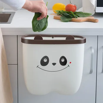 

Wall-mounted Garbage Can Cute Cartoon Household Bathroom Kitchen Hanging Trash Bin Cabinet Bedroom Desktop Trash Can G3