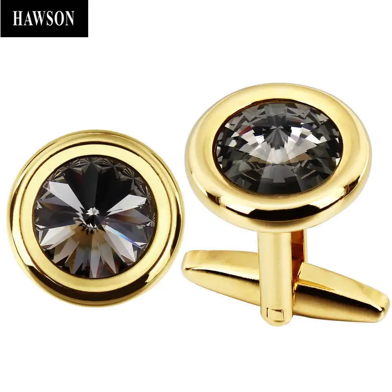 Мужские уникальные запонки HAWSON Crystal для смокинга ювелирные изделия мужчин|Зажимы