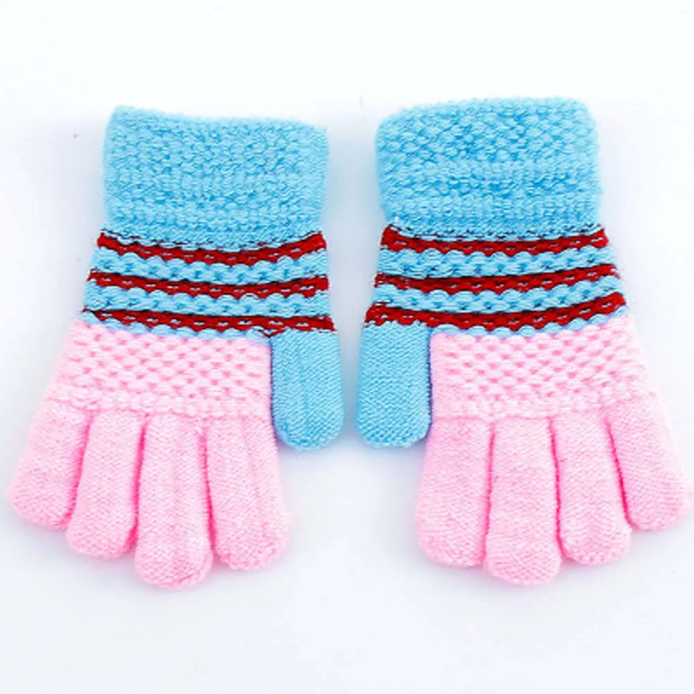 2 Winter Warm Gloves Children Knitted Stretch Mittens Kids Girls Boys Gloves Full Finger Gloves Multicolor Thick Gloves - Цвет: 2