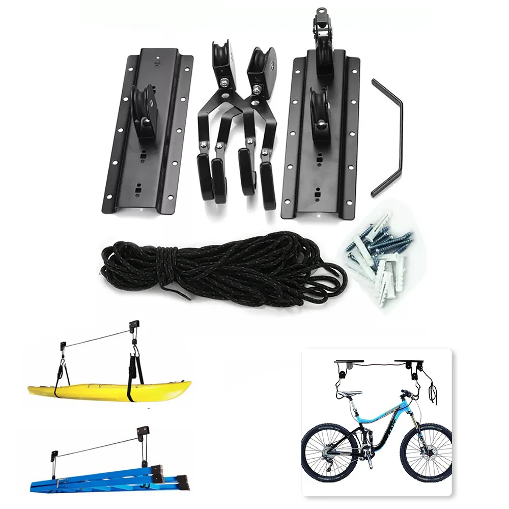 Kayak Hoist Pulley System Bike Lift Garage Ceiling Storage Rack Accessories 