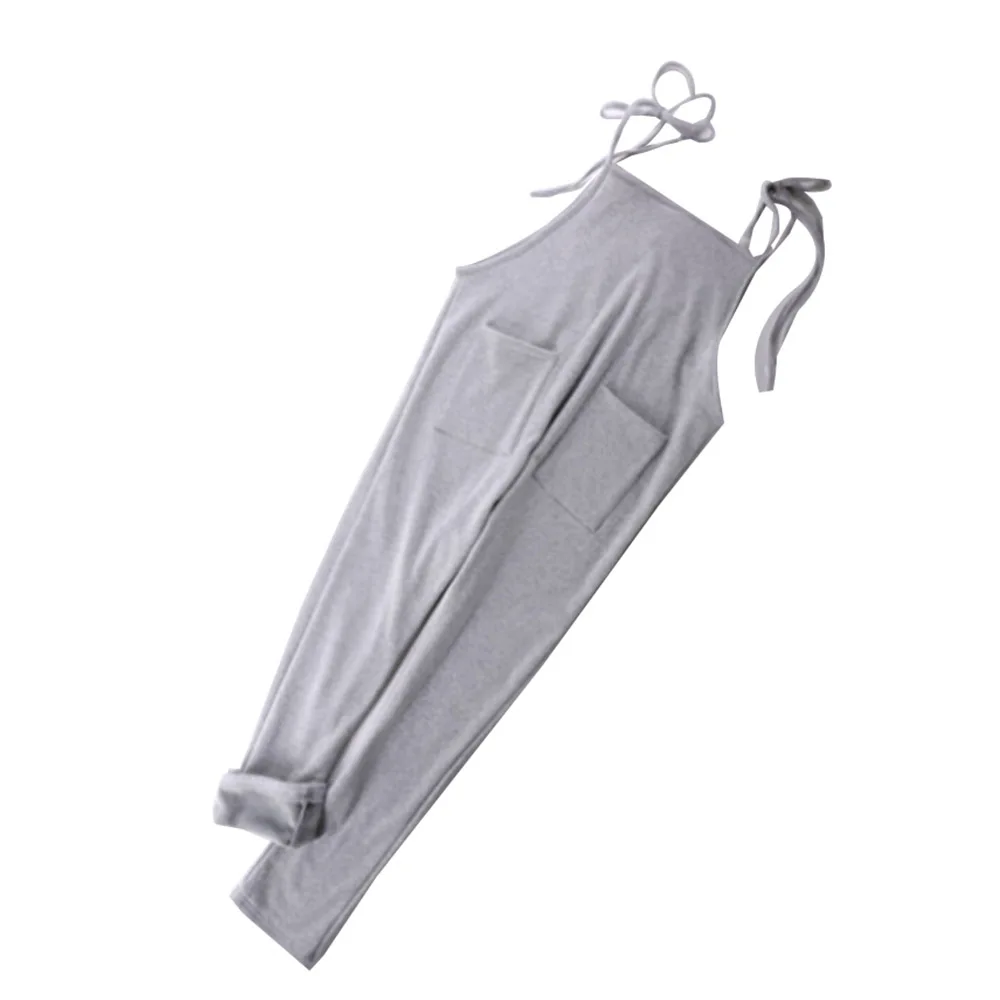 gray Pants Maternity Clothings Pregnant casual loose outer wear maternity jumpsuit cotton+nylon gray,black Long women bib pants - Цвет: gray