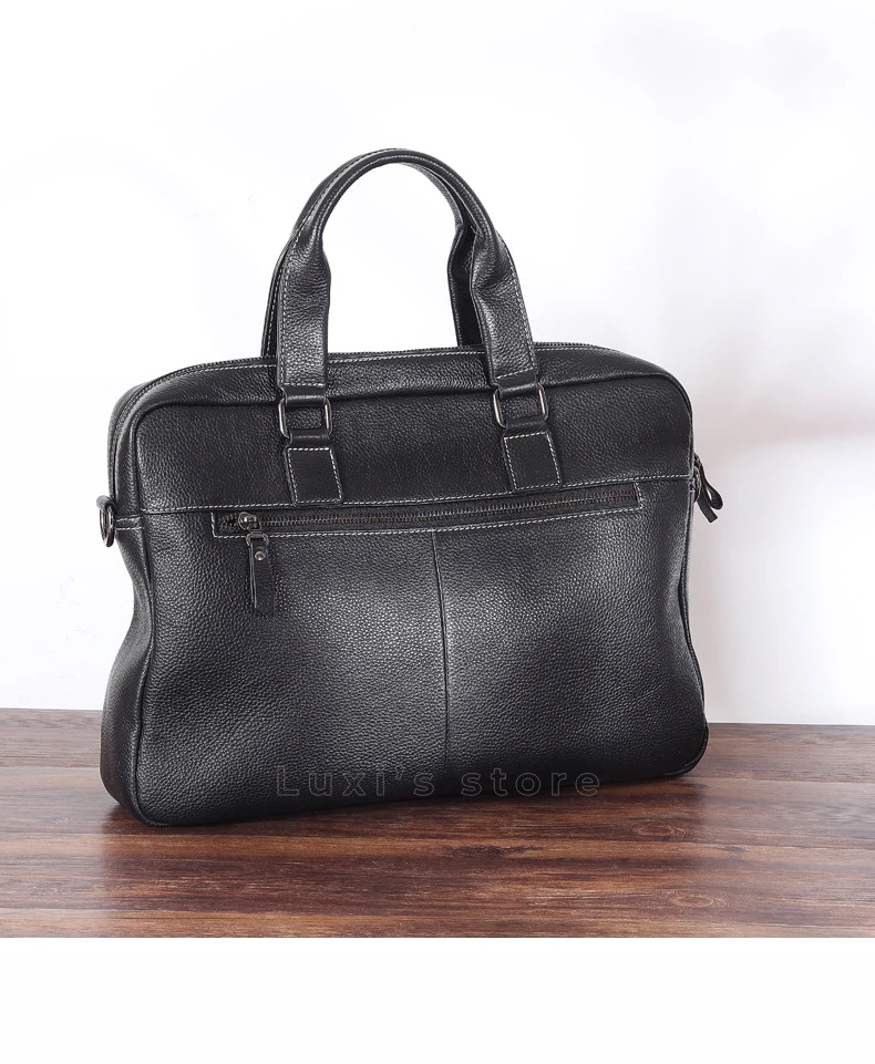 Briefcase men business handbag OL leather tote laptop cowhide shoulder bag casual large capacity soft handle high quality design