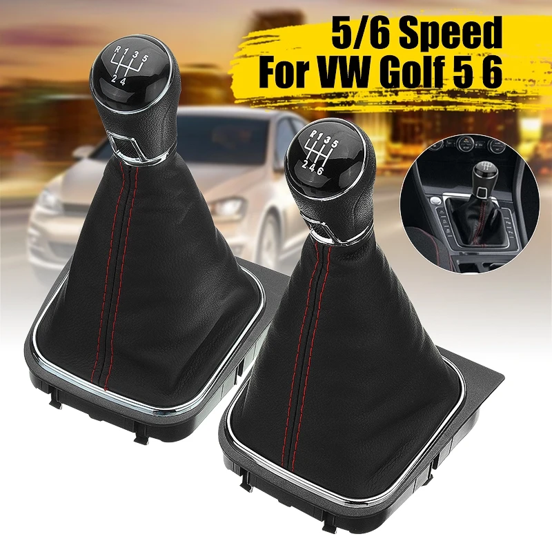 5/6 Speed Gear Shift Knob Lever Shifter Gaiter Boot PU Leather Cover Collar For Volkswagen VW 2003-2008 Golf 4 IV MK4 GTI R32 | Автомобили