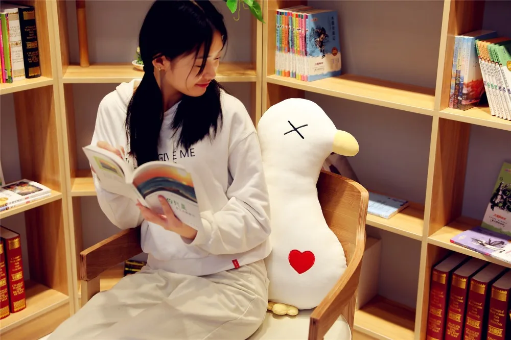1pc 45/55cm Cute Red Heart Duck Plush Toy Stuffed Animal Soft Duck Plush Doll Nap Pillow Back Cushion Sofa Decoration